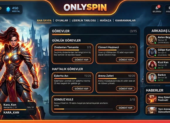 OnlySpin Oyun Platformu Ekran Görüntüsü